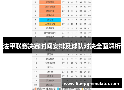 法甲联赛决赛时间安排及球队对决全面解析 法甲联赛决赛时间安排及球队对决全面解析